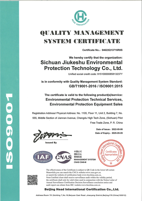 QUALITY M AGEMENT SYSTEM CERTIFICATE